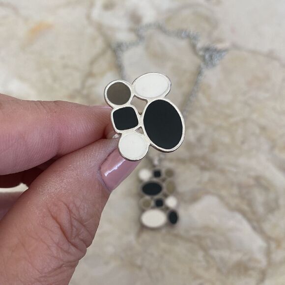 Foxy Originals Matching Set Necklace & Ring Silver Tone & Enamel - Picture 3 of 13